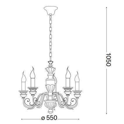 Ideal Lux - Люстра на ланцюгу FIRENZE 5xE14/40W/230V діаметр 55 см білий/золотий