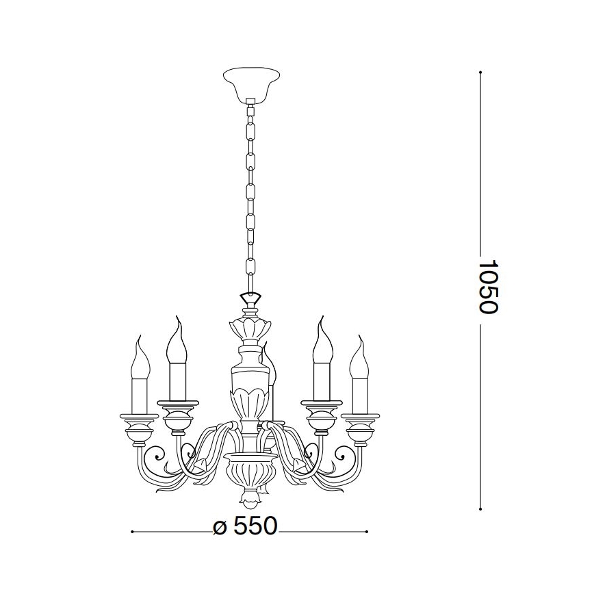 Ideal Lux - Люстра на ланцюгу FIRENZE 5xE14/40W/230V діаметр 55 см білий/золотий