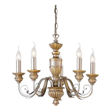Ideal Lux - Люстра на ланцюгу FIRENZE 5xE14/40W/230V діаметр 55 см золотий