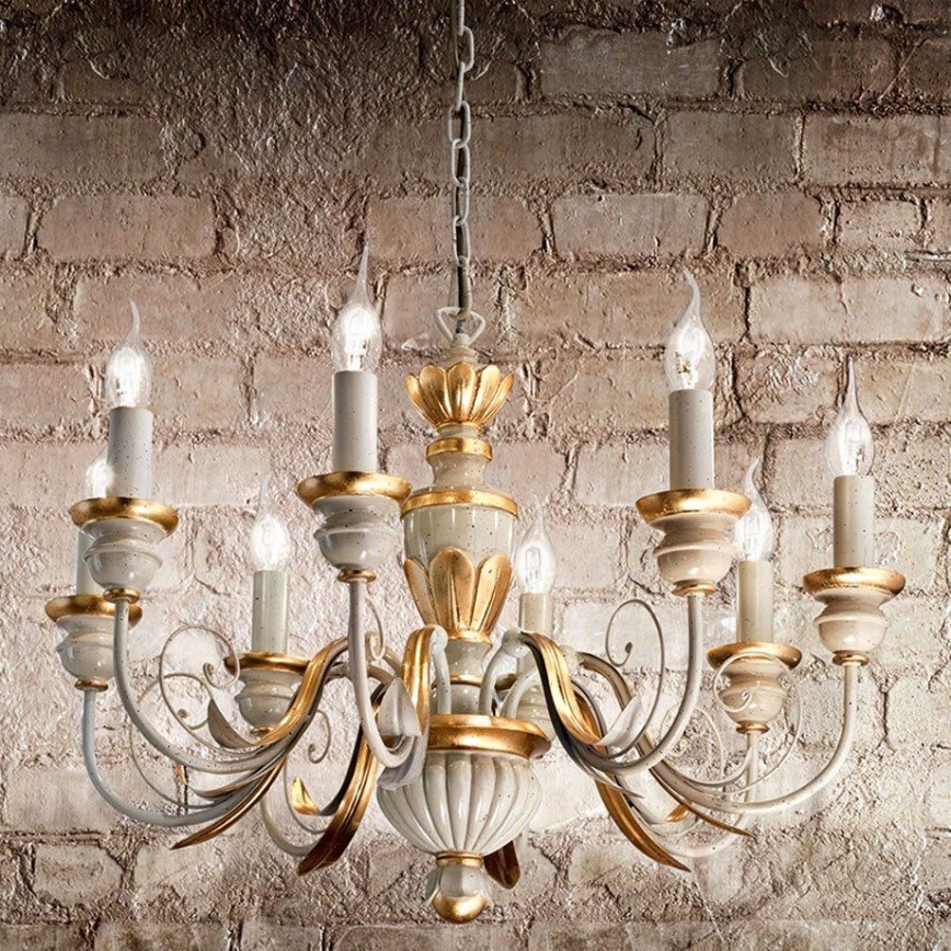 Ideal Lux - Люстра на ланцюгу FIRENZE 8xE14/40W/230V діаметр 64 см білий/золотий