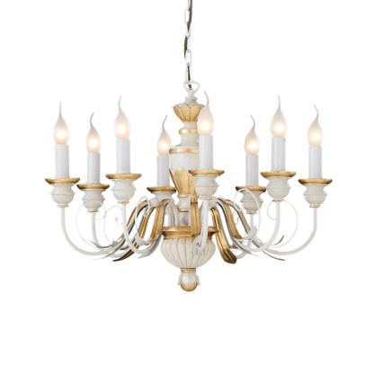 Ideal Lux - Люстра на ланцюгу FIRENZE 8xE14/40W/230V діаметр 64 см білий/золотий