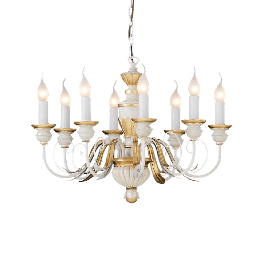 Ideal Lux - Люстра на ланцюгу FIRENZE 8xE14/40W/230V діаметр 64 см білий/золотий