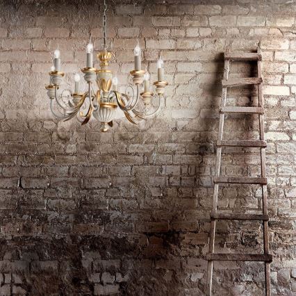 Ideal Lux - Люстра на ланцюгу FIRENZE 8xE14/40W/230V діаметр 64 см білий/золотий