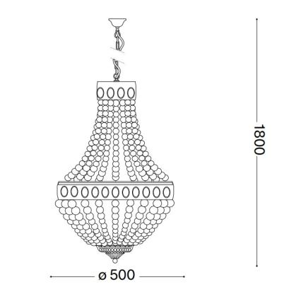Ideal Lux - Люстра на ланцюгу MONET 6xE14/40W/230V діаметр 50 см коноплі/білий