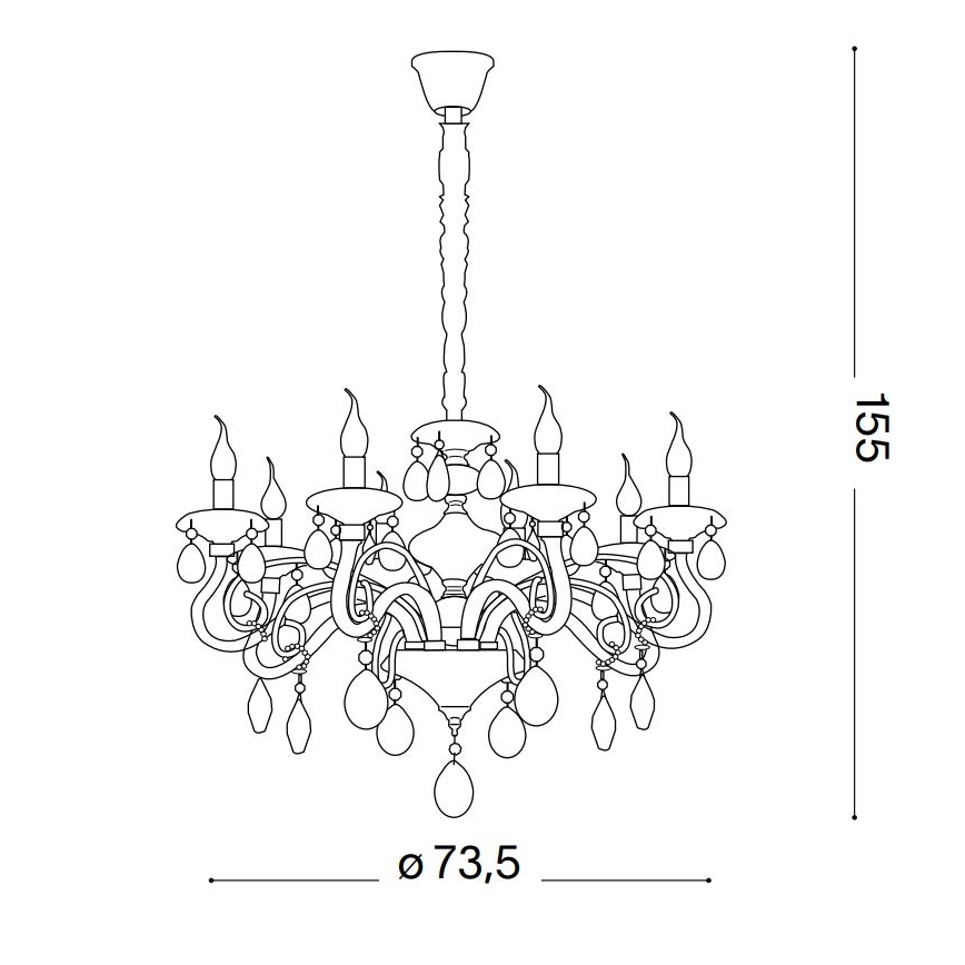 Ideal Lux - Кришталева люстра на ланцюгу NEGRESCO 8xE14/28W/230V діаметр 73,5 см золотий