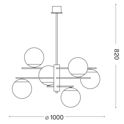 Ideal Lux - Люстра на штанге GOURMET 6xE14/28W/230V диаметр 100 см золотистый