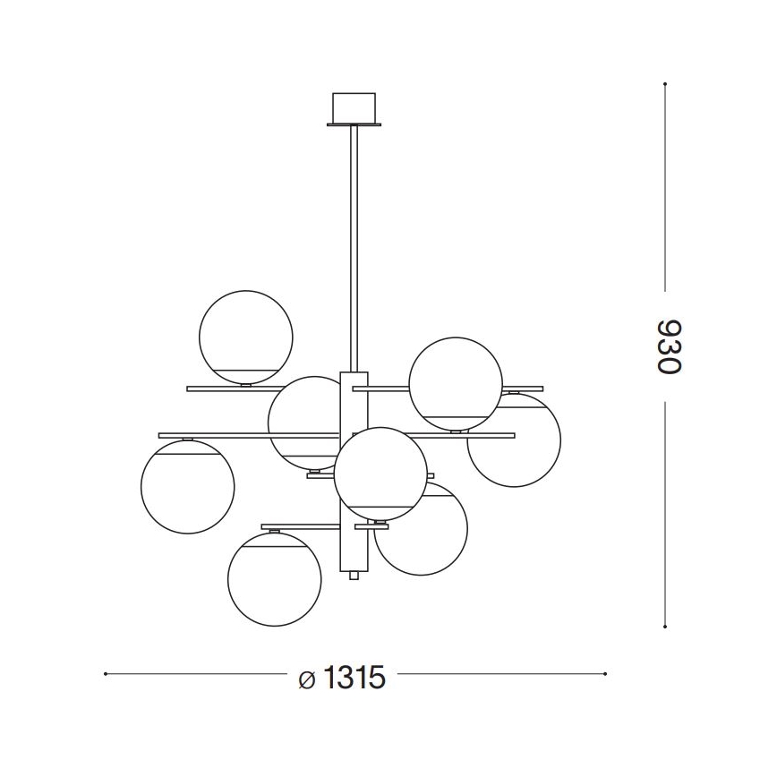 Ideal Lux - Люстра на штанге GOURMET 9xE14/28W/230V диаметр 131,5 см золотистый