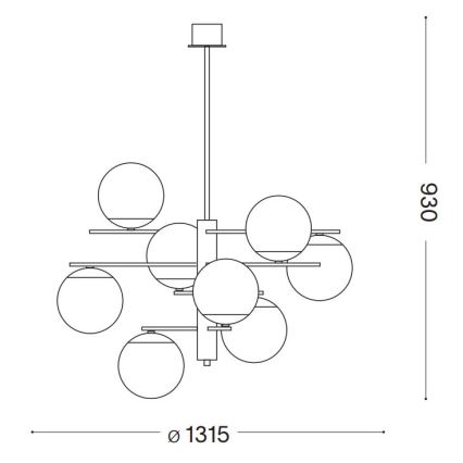 Ideal Lux - Люстра на штанзі GOURMET 9xE14/28W/230V діаметр 131,5 см золотий