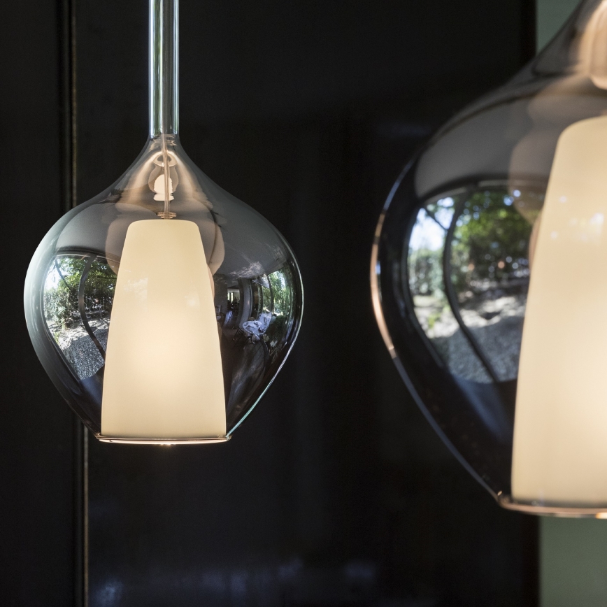 Ideal Lux - Люстра на тросе KALIQUE 1xE27/42W/230V диам. 18 см дымчато-чёрная