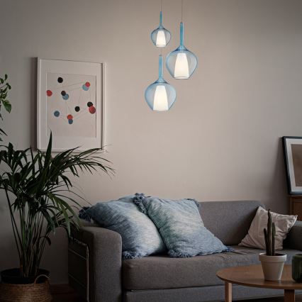 Ideal Lux - Люстра на тросі KALIQUE 1xE27/42W/230V, діаметр 18 см, димчасто‑синя