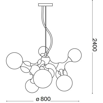 Ideal Lux - Люстра на тросі NODI 9xE14/28W/230V діаметр 80 см латунь/білий