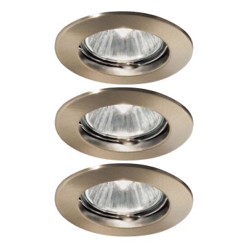Ideal Lux - набор из 3 встраиваемых потолочных светильников JAZZ 1xGU10/50W/230V, диаметр 7,7 см, бронзовый