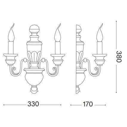 Ideal Lux - Настенная лампа FIRENZE 2xE14/40W/230V белый/золотистый