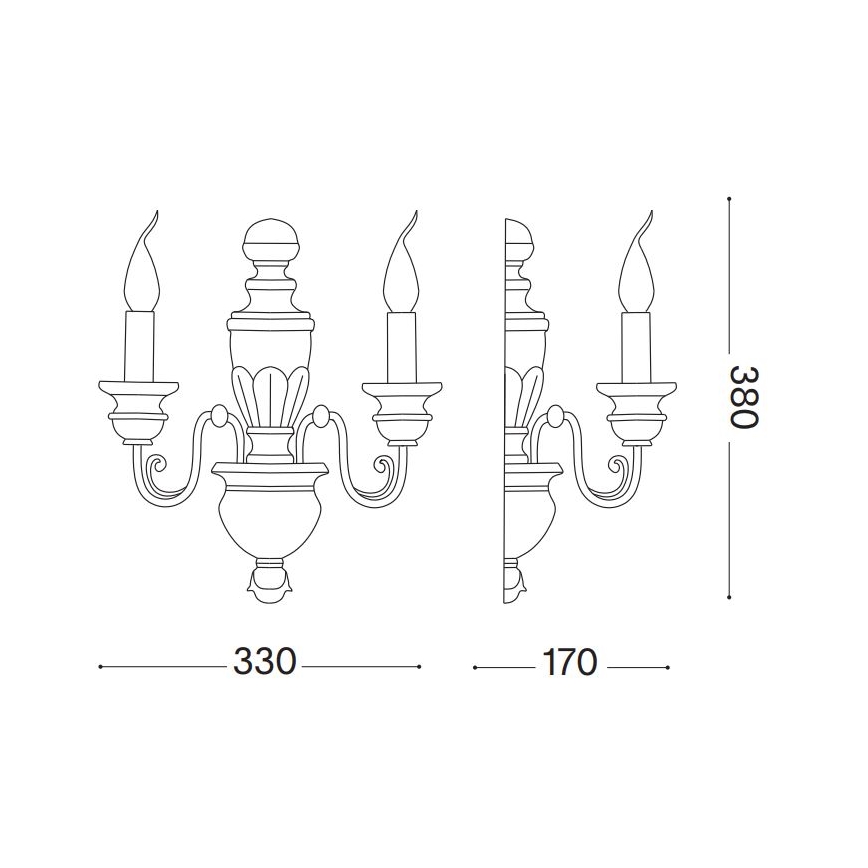 Ideal Lux - Настенная лампа FIRENZE 2xE14/40W/230V белый/золотистый