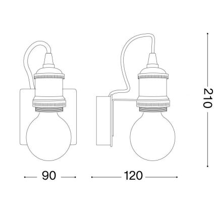 Ideal Lux - Настенная лампа FRIDA 1xE27/60W/230V медный