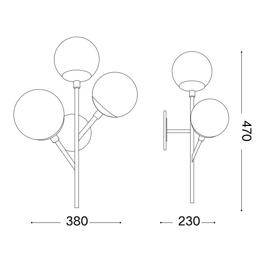 Ideal Lux - Настенная лампа KEPLER 3xE27/42W/230V черный/дымчатый
