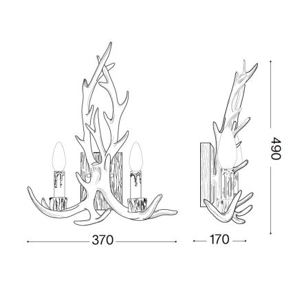 Ideal Lux - Настенный светильник CHALET 2xE14/40W/230V рога
