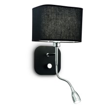 Ideal Lux - Настенный светильник 1xE14/40W/230V + LED/1W/230V черный
