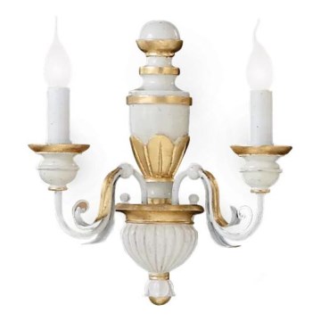 Ideal Lux - Настінна лампа FIRENZE 2xE14/40W/230V білий/золотий