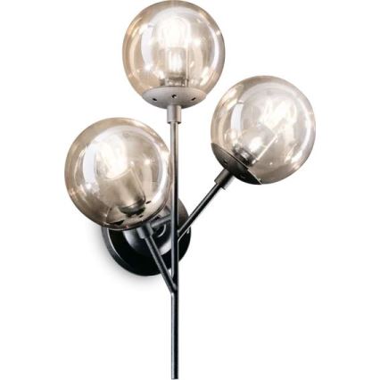 Ideal Lux - Настінна лампа KEPLER 3xE27/42W/230V чорний/димчастий
