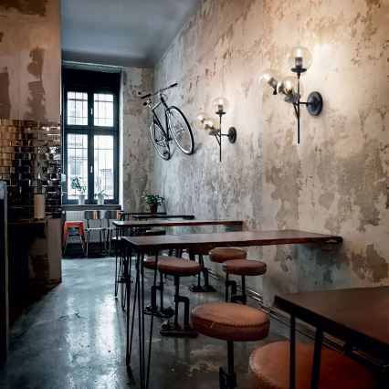 Ideal Lux - Настінна лампа KEPLER 3xE27/42W/230V чорний/димчастий