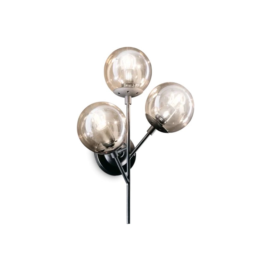 Ideal Lux - Настінна лампа KEPLER 3xE27/42W/230V чорний/димчастий