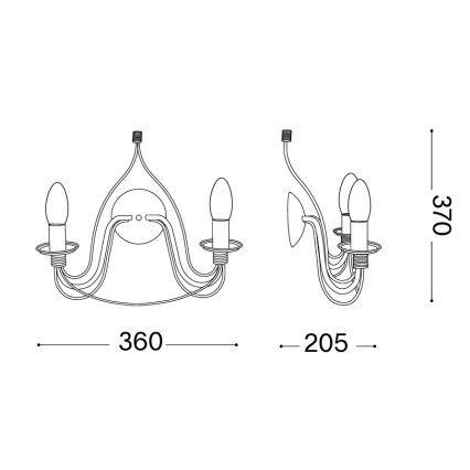 Ideal Lux - Настінний світильник CORTE 2xE14/40W/230V мідь