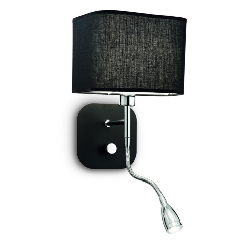 Ideal Lux - Настінний світильник 1xE14/40W/230V + LED/1W/230V чорний