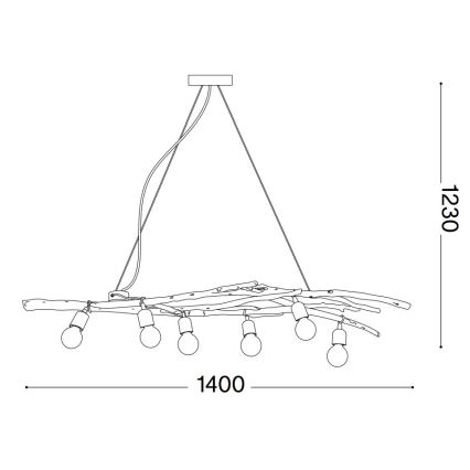 Ideal Lux - Підвісна люстра DRIFTWOOD 6xE27/60W/230V гуава