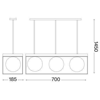 Ideal Lux - Підвісна люстра LINGOTTO 3xE14/28W/230V