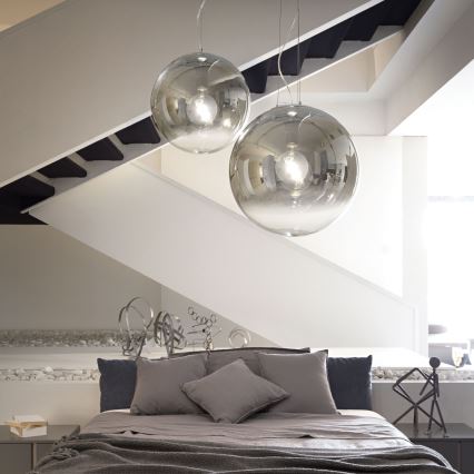 Ideal Lux - Підвісна люстра MAPA 1xE27/42W/230V діаметр 40 см сірий/димчастий