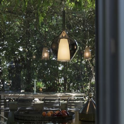 Ideal Lux - Підвісна люстра на тросі KALIQUE 1xE27/42W/230V, діам. 18 см, димчасто-чорна