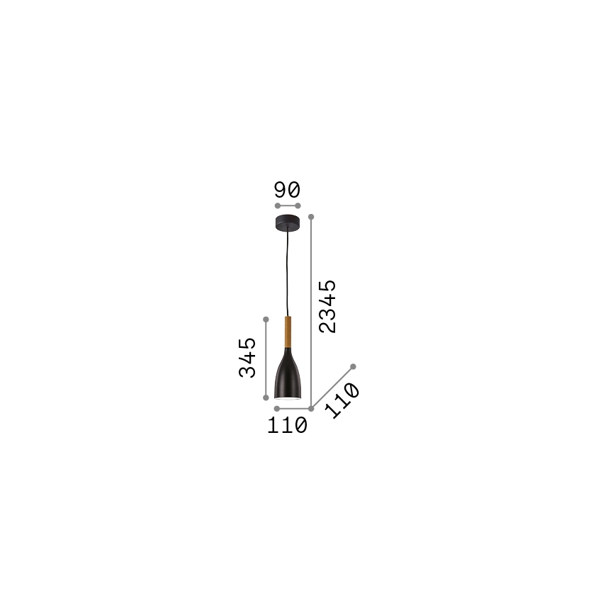 Ideal Lux - Підвісна люстра на тросі MANHATTAN 1xE14/40W/230V діам. 11 см чорний/бук