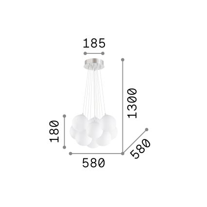 Ideal Lux - Підвісна люстра на тросі MAPA 11xE14/40W/230V, діаметр 58 см, біла
