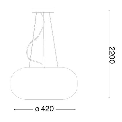 Ideal Lux - Підвісна люстра на тросі ULISSE 3xE27/60W/230V, діаметром 42 см, біла