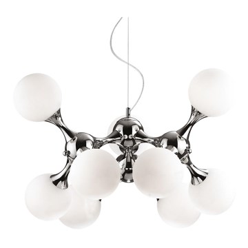 Ideal Lux - Підвісна люстра NODI 9xE14/40W/230V глянцевий хром/білий