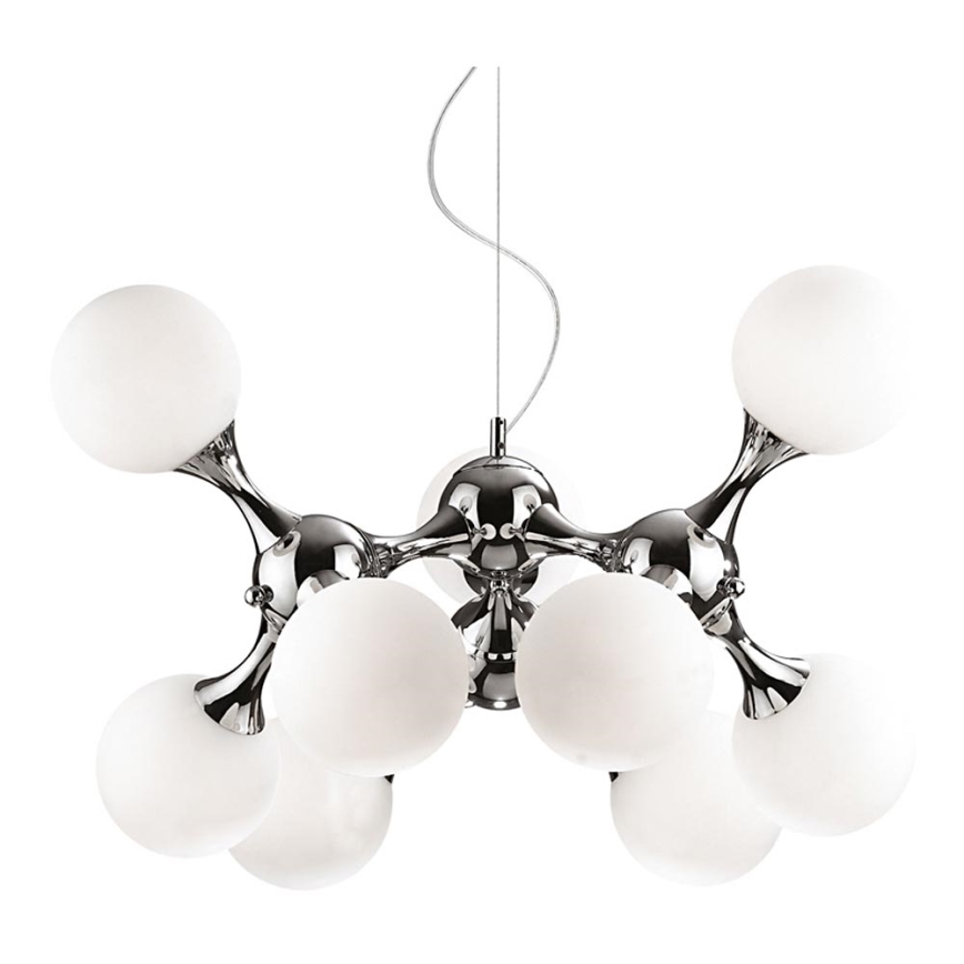 Ideal Lux - Підвісна люстра NODI 9xE14/40W/230V глянцевий хром/білий
