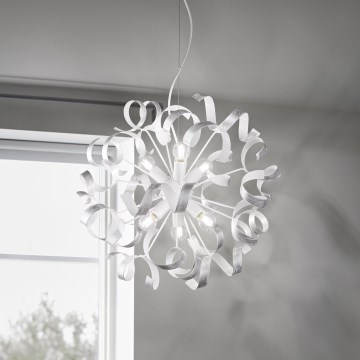 Ideal Lux - Підвісна люстра VORTEX 6xE14/40W/230V діаметр 53 см срібний/патина