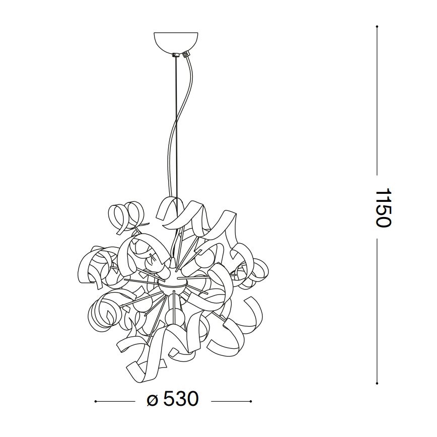 Ideal Lux - Підвісна люстра VORTEX 6xE14/40W/230V діаметр 53 см срібний/патина