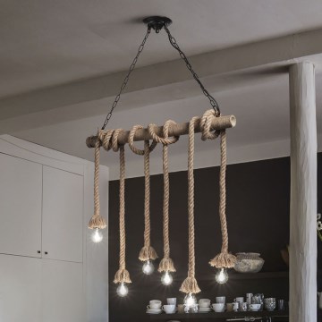 Ideal Lux - Подвесная люстра CANAPA 6xE27/15W/230V коричневый