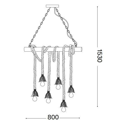 Ideal Lux - Подвесная люстра CANAPA 6xE27/15W/230V коричневый