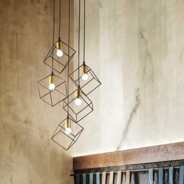 Ideal Lux - Подвесная люстра ICE 5xE27/60W/230V диаметр 50 см черный