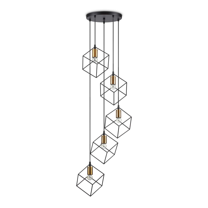 Ideal Lux - Подвесная люстра ICE 5xE27/60W/230V диаметр 50 см черный