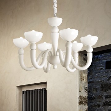 Ideal Lux - Подвесная люстра на цепи BON BON 8xE14/28W/230V диаметр 95,5 см белая