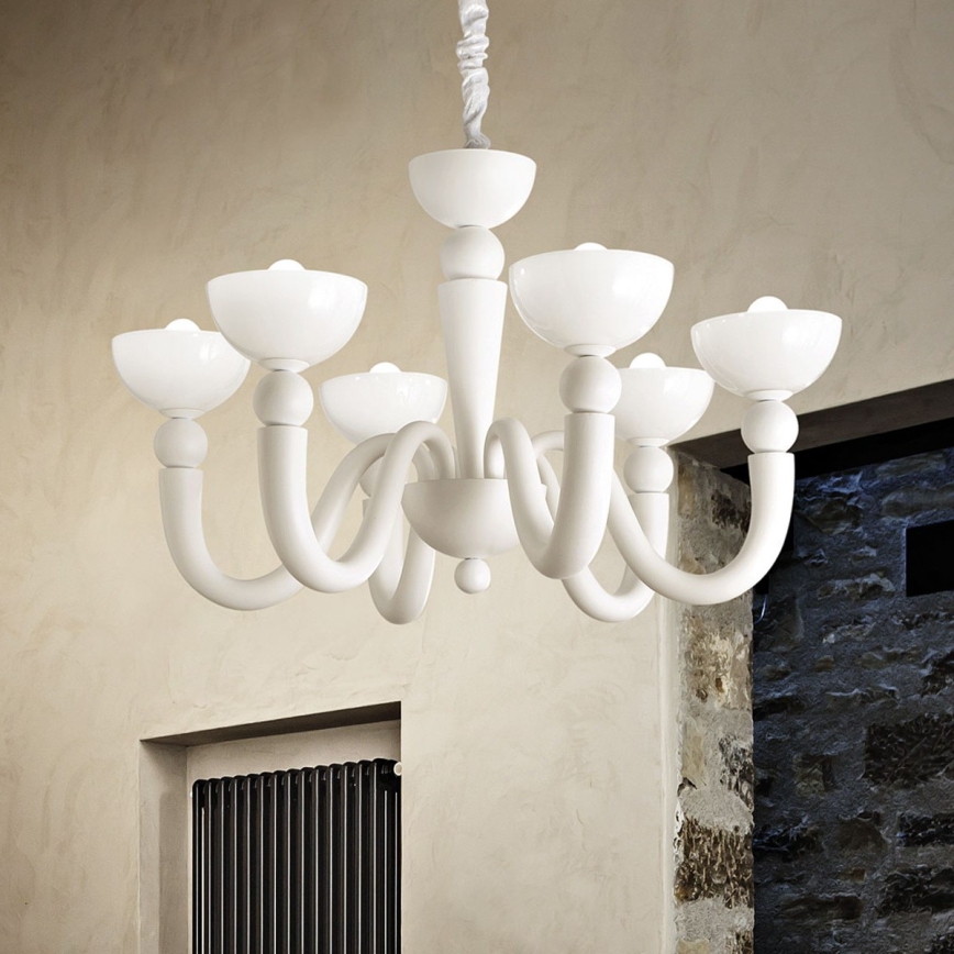 Ideal Lux - Подвесная люстра на цепи BON BON 8xE14/28W/230V диаметр 95,5 см белая