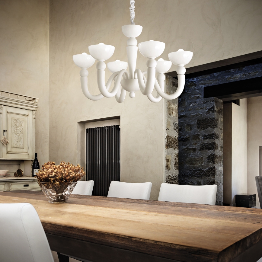 Ideal Lux - Подвесная люстра на цепи BON BON 8xE14/28W/230V диаметр 95,5 см белая