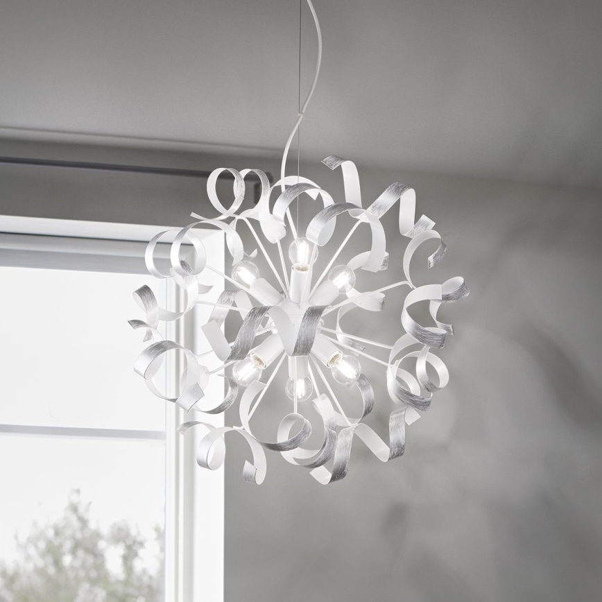 Ideal Lux - Подвесная люстра VORTEX 6xE14/40W/230V диаметр 53 см серебристый/патина