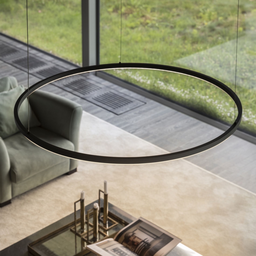 Ideal Lux - LED диммируемая люстра на подвесном тросе ORACLE SLIM LED/40W/230V 3000K CRI 90 диаметр 70 см чёрная