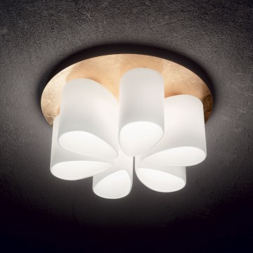 Ideal Lux - Потолочный светильник DAISY 6xE27/52W/230V диаметр 60 см золотистый/белый