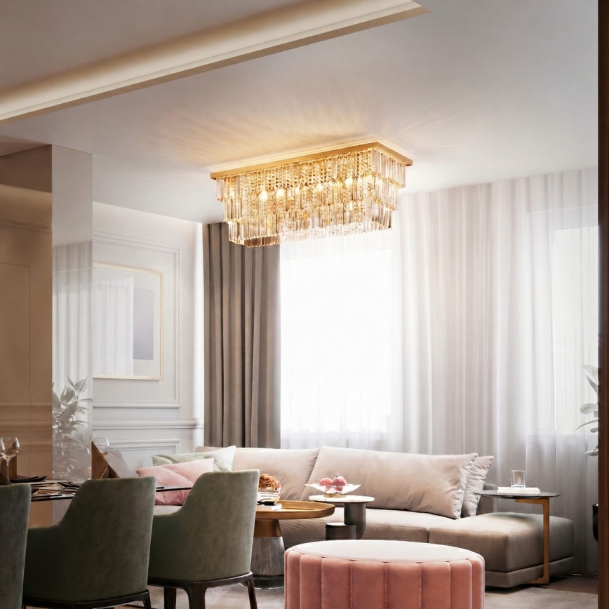 Ideal Lux - Потолочный светильник MARTINEZ 8xE14/40W/230V золотой